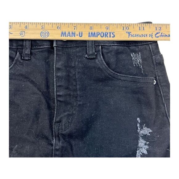 Denim Black Women’s Mini Skort Small Jean Distressed Goth Rock skirt - Picture 6 of 13